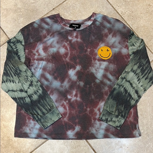 New Girl Order NGOrder Tie Dye Crochet Smiley Face Long Sleeve Shirt 14 - Picture 1 of 7